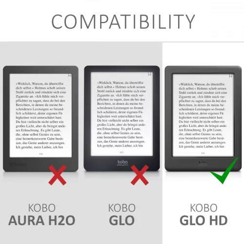 Капак за Kobo Glo HD / Touch 2.0, Екологична кожа, Многоцветен, 34348.01