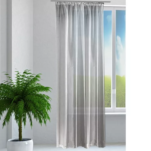 Завеса CottonLook с волан Jemidi, 140 x 245 cm, сива, полиестер, 55268.15