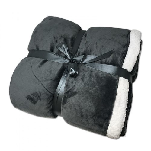 Обръщаемо вълнено одеяло Sherpa Jemidi, 150 x 200 cm, сиво / бяло, полиестер, 55406.07