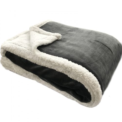Обръщаемо вълнено одеяло Sherpa Jemidi, 150 x 200 cm, сиво / бяло, полиестер, 55406.07
