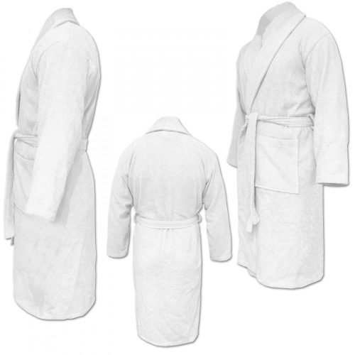 Homelevel Унисекс халат за баня, 3XL, бял, органичен памук, 54845.02.33