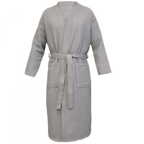 Халат за баня с вафлен пике за унисекс, 3XL, сив, органичен памук, 54916.22.33