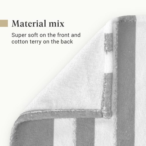 Плажна кърпа Homelevel, 90 x 180 cm, сива / бяла, памук / полиестер, 54897.01