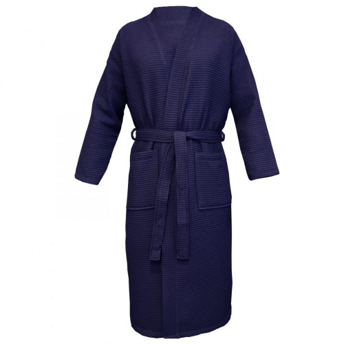 Унисекс халат за баня с вафлен пике, 2XL, син, органичен памук, 54916.04.5