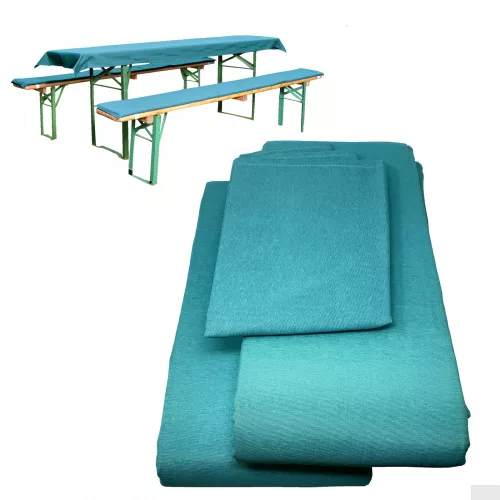 Комплект Jemidi покривка за маса и 2 покривала за пейки, 70 x 240 cm, тюркоаз, полиестер/памук, 55321.23.02