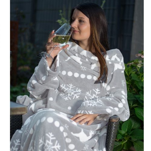 Телевизионно одеяло Homelevel с ръкави, 200 x 150 cm, сиво, полиестер, 55432.25.01