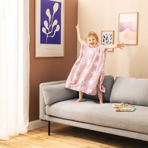 Детско пончо за баня Homelevel, 1-3 години, розово, органичен памук, 54931.10.01