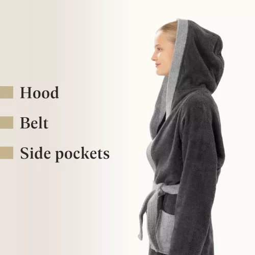 Детски халат за баня Homelevel, 176, сив, органичен памук, 54864.22.41