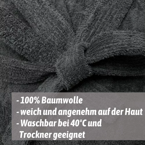 Детски халат за баня Homelevel, 176, сив, органичен памук, 54864.25.41