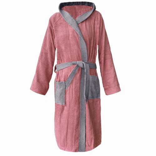 Халат за баня от плат Homelevel, 5XL, Розов / Сив, Органичен памук, 54856.33.35
