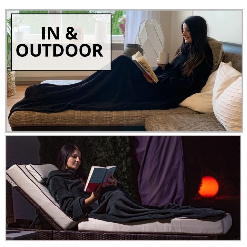 Телевизионно одеяло Homelevel с ръкави, 200 x 150 cm, сиво, полиестер, 55432.19.02