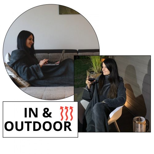 Покривало за телевизор Homelevel с ръкави, 200 x 150 cm, черно, полиестер, 55432.01.01