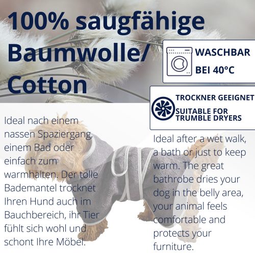 Халат за кучета Homelevel, L, син, памук, 54844.73.3