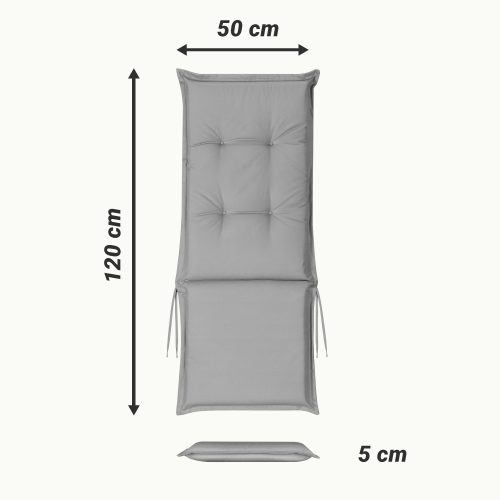 Възглавница за стол с висока облегалка Jemidi, 120 x 50 cm, сива, полиестер, 55522.25