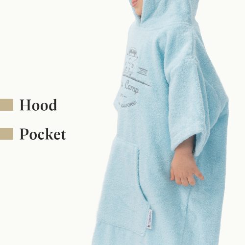 Детско пончо за баня Homelevel, 3-5 години, Синьо, Органичен памук, 54976.1