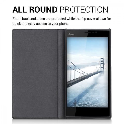 Калъф за Wiko Ridge Fab, Екологична кожа, Син, 32189.23