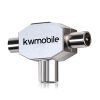 Сплитер за коаксиална цифрова сигнална антена, Kwmobile, сребрист, метален, 39224
