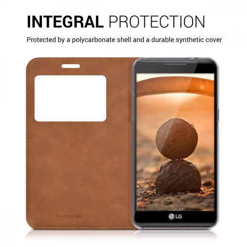 Кейс за LG X Power, Екологична кожа, Кафяв, 39814.83