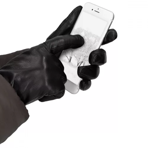Кожени ръкавици Navaris за Touchscreen, Дамски, Черни, Размер L, 39924.12