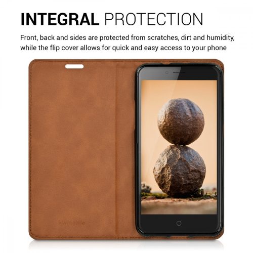 Капак за ZTE Blade V7, Екологична кожа, Кафяв, 38684.83