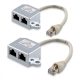 Комплект от 2 сплитера за мрежов кабел RJ45 T към 2 порта Cat5e RJ45 LAN/ISDN, Kwmobile, сребрист, метален, 40678