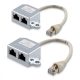 Комплект от 2 женски RJ45 мрежови кабелни разклонители към 2 женски Cat5/Cat6 порта, Kwmobile, Сребрист, Метален, 40677