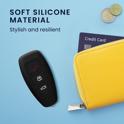 Капак за автомобилен ключ за Ford - 3 бутона - Keyless Go, силикон, черен, 41621.01