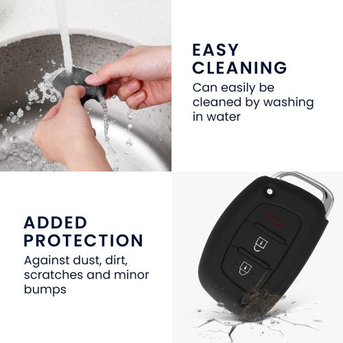 Капак за автомобилен ключ за Hyundai / Kia - 3 бутона - Keyless Go, силикон, черен, 41620.01