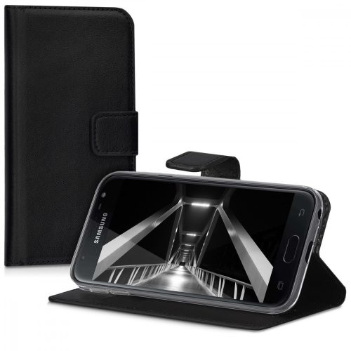 Капак за Samsung Galaxy J3 (2017), еко кожа, черен, 42156.01