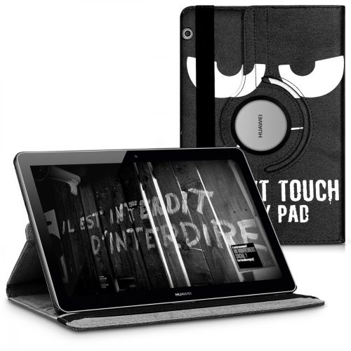 360° калъф за таблет Huawei MediaPad T3 10, Kwmobile, Черен/Бял, Екологична кожа, 43414.01
