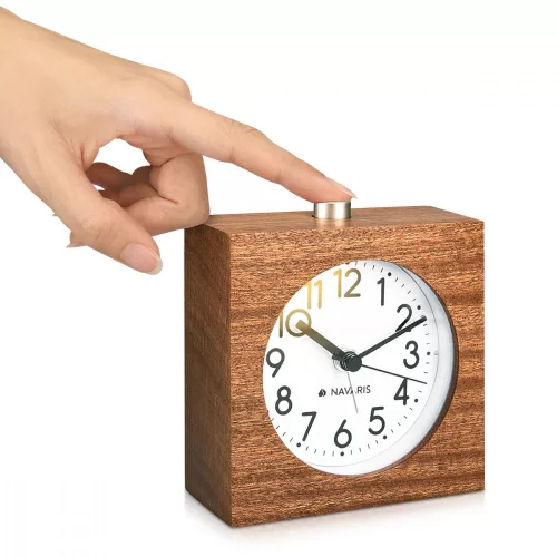 Snooze Ретро аналогов дървен будилник, 43906