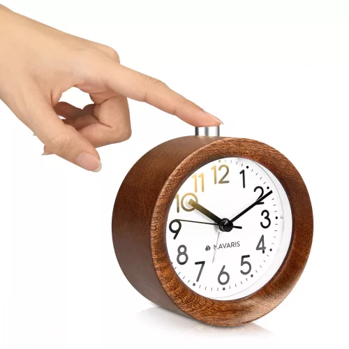 Snooze Ретро аналогов дървен будилник, 43907