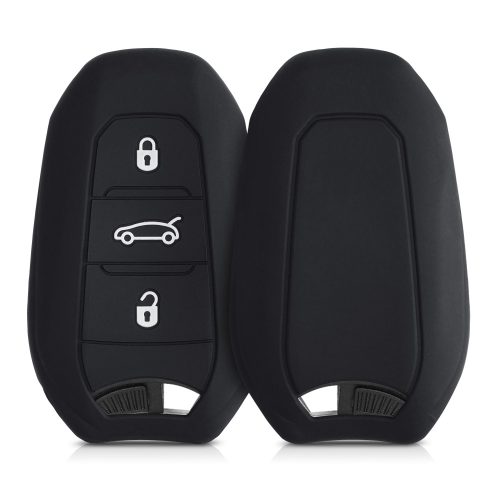 Калъф за автомобилен ключ за Peugeot / Citroen - 3 бутона - Keyless Go, силикон, черен, 44154.01