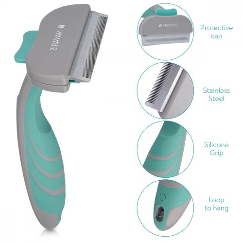 Четка Navaris за кучета и котки, Зелена, Силиконова, 44331