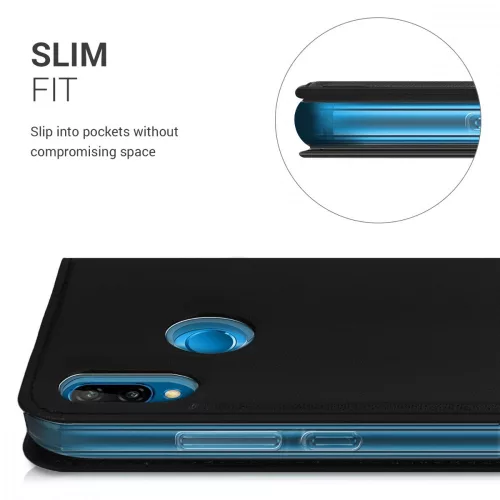 Капак за Huawei P20 Lite, Екологична кожа, Черен, 44361.01