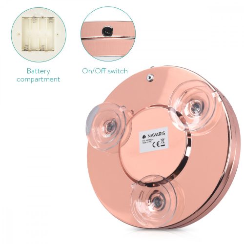 Козметично огледало с вендузи, LED осветление, 5x увеличение, 44599.54