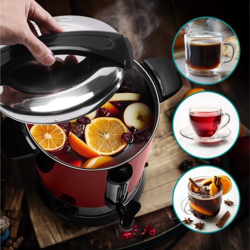 Fierbator vin fiert si apa calda Navaris, 10 L, 1650 W, distribuitor cu robinet, rosu, metal