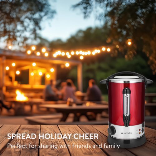 Fierbator vin fiert si apa calda Navaris, 6.8 L, 950 W, distribuitor cu robinet, rosu, metal