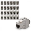 Комплект 24 10 Gbit CAT6A конектора за RJ45 Ethernet кабели, Kwmobile, сребрист, метален, 45358.24