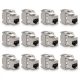 Комплект от 12 10 Gbit CAT6A конектора за RJ45 Ethernet кабели, Kwmobile, сребро, метал, 45358.12