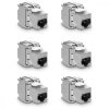 Комплект от 6 10 Gbit CAT6A конектора за RJ45 Ethernet кабели, Kwmobile, сребрист, метален, 45358.06