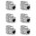 Комплект от 6 10 Gbit CAT6A конектора за RJ45 Ethernet кабели, Kwmobile, сребрист, метален, 45358.06