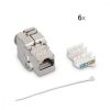 Комплект от 6 10 Gbit CAT6A конектора за RJ45 Ethernet кабели, Kwmobile, сребрист, метален, 45358.06