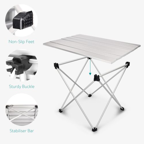 Masa camping pliabila Navaris, 55.7x40.5x38.5 cm, cu husa de transport, 45382.35