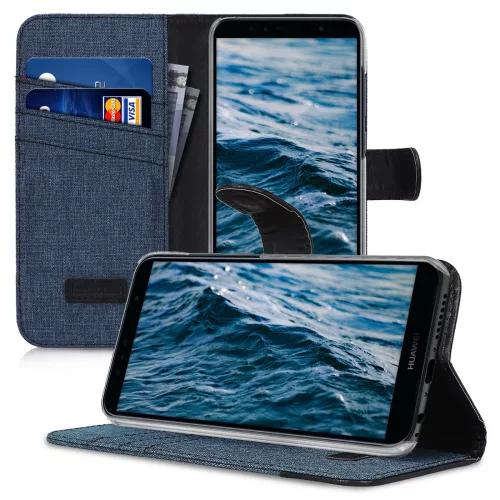 Кейс за Huawei Y6 (2018), Текстилен, Син, 44880.03