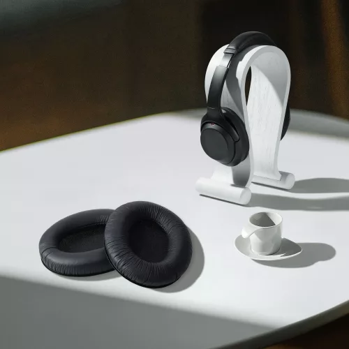 Комплект от 2 възглавнички за слушалки Sennheiser HD201/HD206/HD200 Pro, Kwmobile, Черни, Екологична кожа, 45943.01