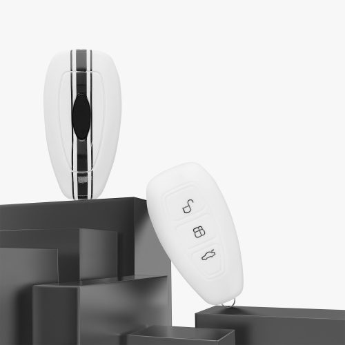 Капак за автомобилен ключ за Ford - 3 бутона - Keyless Go, силикон, бял, 44708.04