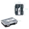Organizator piese mici Navaris, 19x15x4 cm, separatoare reglabile, 4 cleme, transparent, plastic