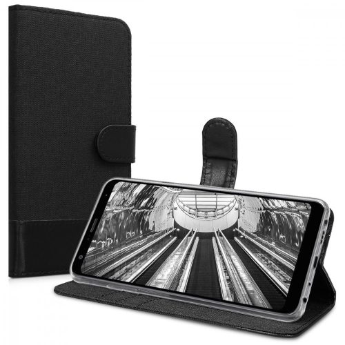 Калъф за LG Q Stylus, текстилен, черен, 46240.73