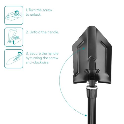 Сгъваема лопата Navaris за къмпинг, 57x15x5 см, многофункционална с калъф, 46855.2.01